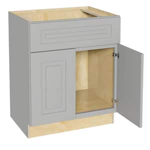 Grayson Pearl Gray Painted Plywood Shaker Assembled Sink Base Kitchen Cabinet Soft Close 30 in W x 24 in D x 34.5 in H