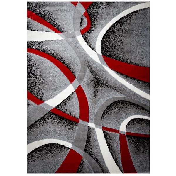 MSRUGS Strangeways Gray/Red 2 ft. x 3 ft. Polypropylene Area Rug