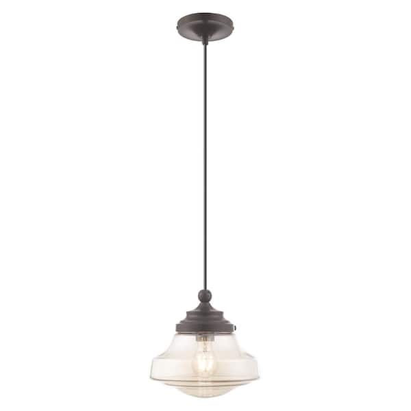 AVIANCE LIGHTING Ghessington 1-Light English Bronze Mini Pendant with Champagne Glass