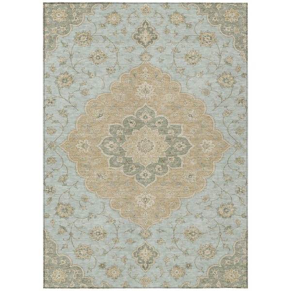 Chantille Machine Washable Indoor/Outdoor Abstract ACN3081 Seafoam 9 ft. x 12 ft. Area Rug