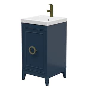 18 in. D X 18 in. W x 34 in. H Bath Vanity in Fontana Blue with Cultured Marble Vanity Top in White with White Basin