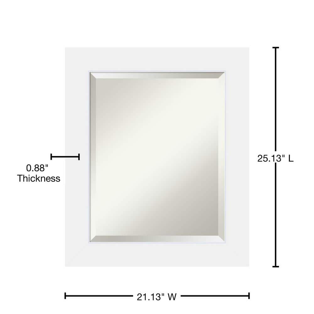 Corvino White Rectangular Wood Bathroom Wall Mirror 21 x 25 in