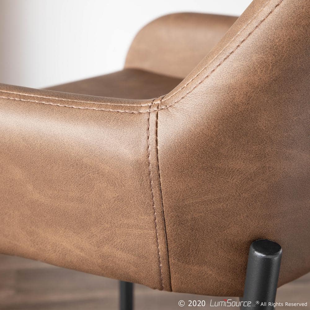 Espresso Faux Leather Industrial Counter Stools - Set of 2