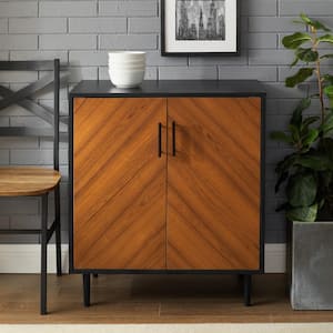 28 in. Solid Black Modern Bookmatch Accent Cabinet