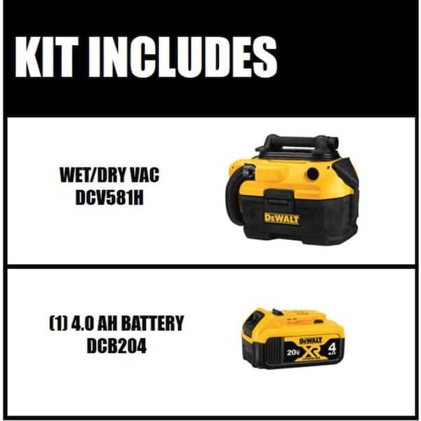 20V MAX 2 Gal. Cordless/Corded Wet/Dry Vacuum and (1) 20V MAX Lithium-Ion Premium 4.0Ah Battery