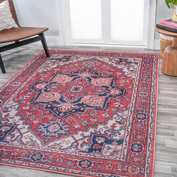 Linon Emerald 3 X 5 (ft) Red Indoor Medallion Area Rug in the Rugs