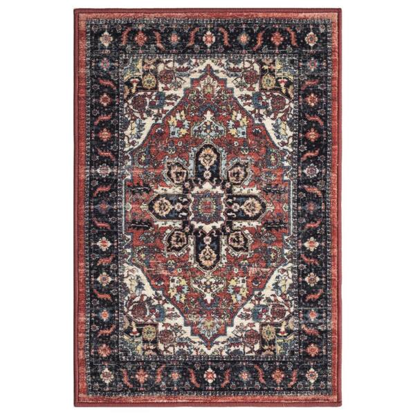 Concord Global Trading Eden Collection Antique Medallion Rust 3 ft. x 4 ft. Machine Washable Traditional Indoor Area Rug, Red