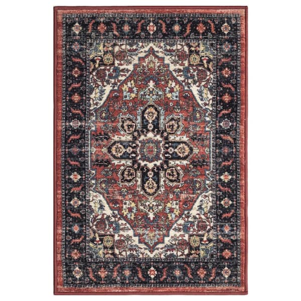 Concord Global Trading Eden Collection Antique Medallion Rust 3 ft. x 4 ft. Machine Washable Traditional Indoor Area Rug