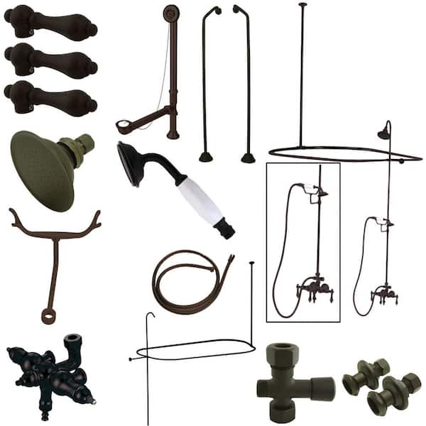 Kingston Brass Vintage Combo Set 3-Handle Claw Foot Tub Faucet with Shower Enclosure in Oil Rubbed Bronze
