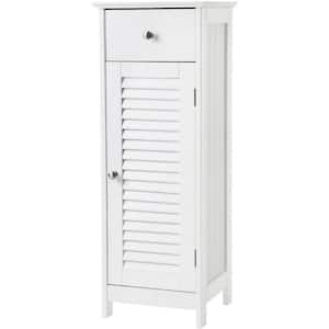 12.6 in. W x 11.8 in. D x 34.3 in. H White Freestanding Bathroom Linen Cabinet with Drawer and Single Shutter Door