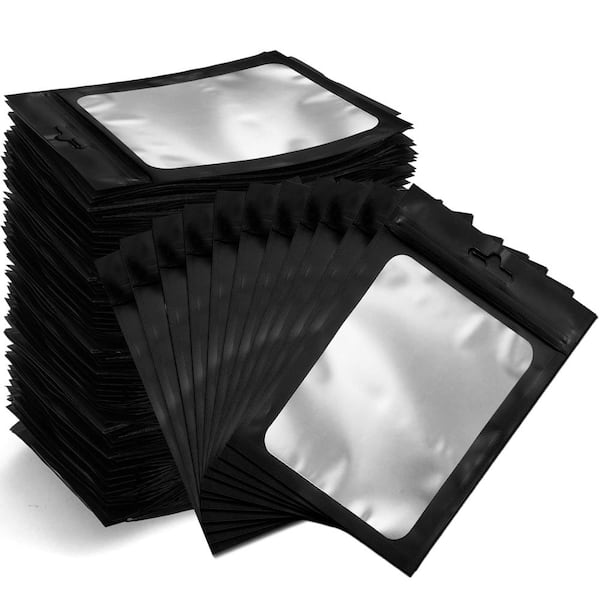 Resealable Food Storage Bags with Clear Window 350 Pieces 4x6 Inch Black Edible Sealable Packaging Bags