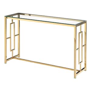 Yasmin 47 in. Gold Rectangle Glass Console Table
