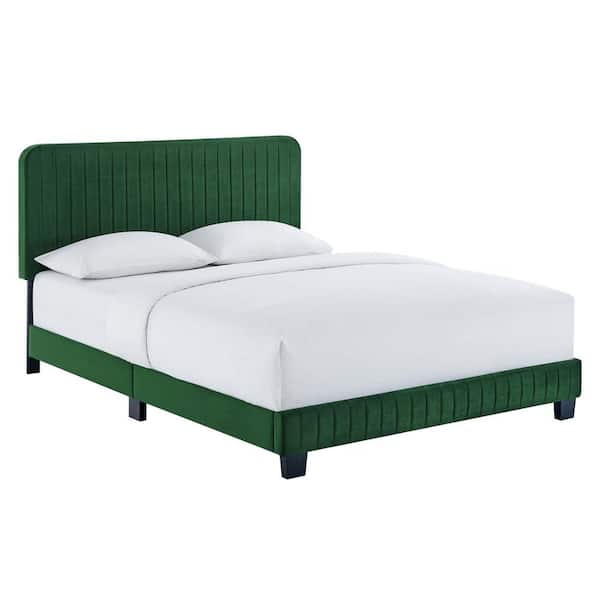 MODWAY Celine Emerald Channel Tufted Performance Velvet Full Platform Bed