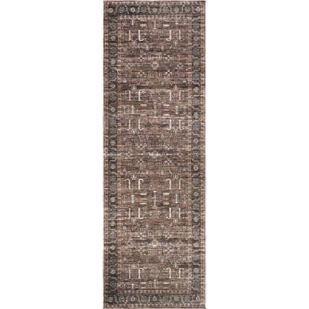 3 ft. x 8 ft. Taupe Redwood Vintage Machine Washable Floral Indoor Runner Rug price history on PriceWatchPro