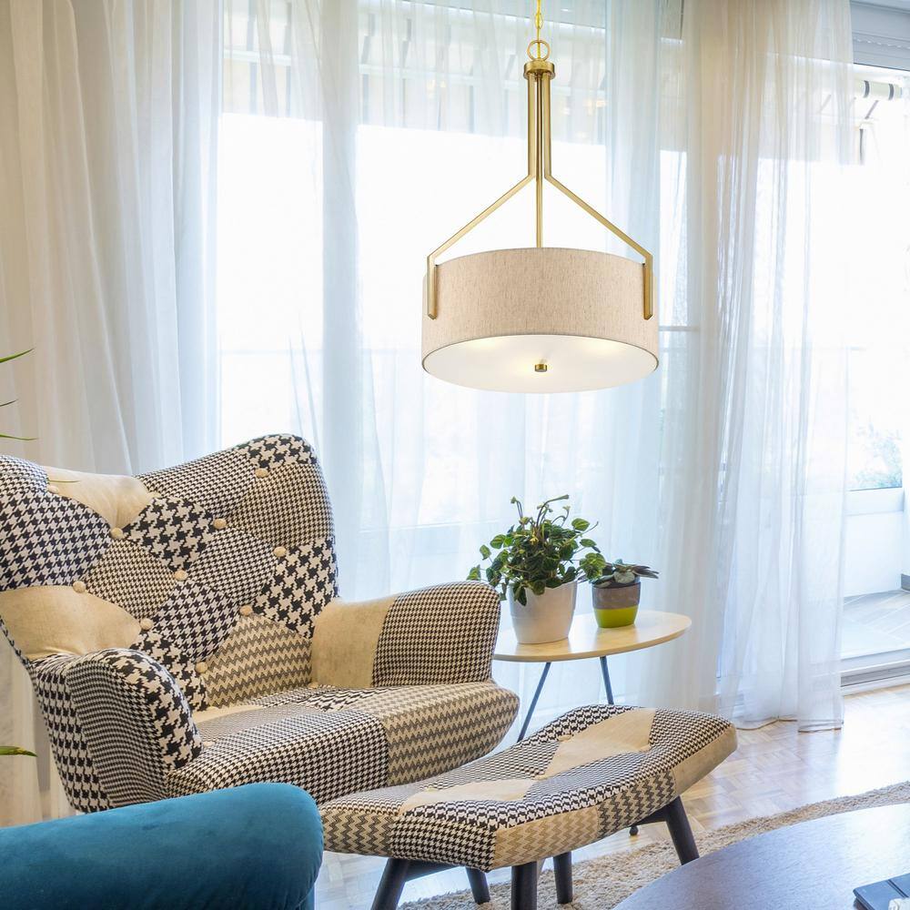 Elara 29" Gold and Polished Nickel Drum Pendant Light