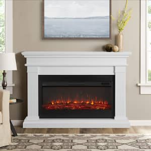 Beau 59 in. Freestanding Electric Fireplace in White