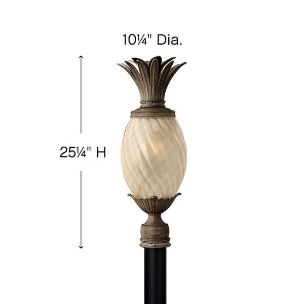 HINKLEY - Plantation 1-Light Bronze Aluminum Hardwired Outdoor Weather Resistant Post Light with No Bulbs Included