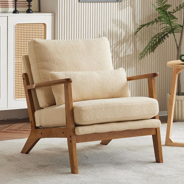 Karl home Khaki Arm Chair with Wide Armrest