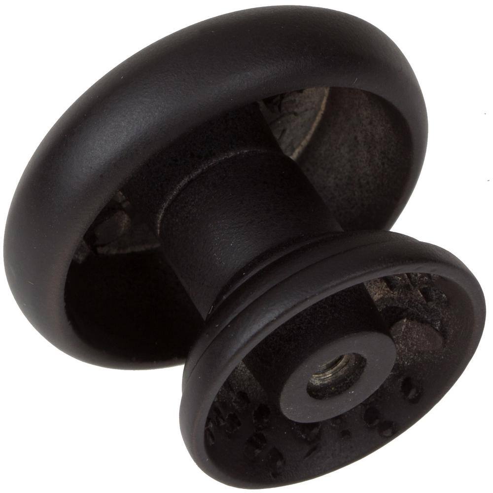 Matte Black Round Mushroom Cabinet Knob with Mounting Hardware