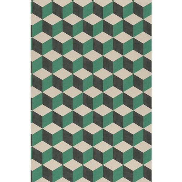 Walls Republic Bold 3 Dimensional Cube Green Paper Strippable Roll (Covers 57 sq. ft.)