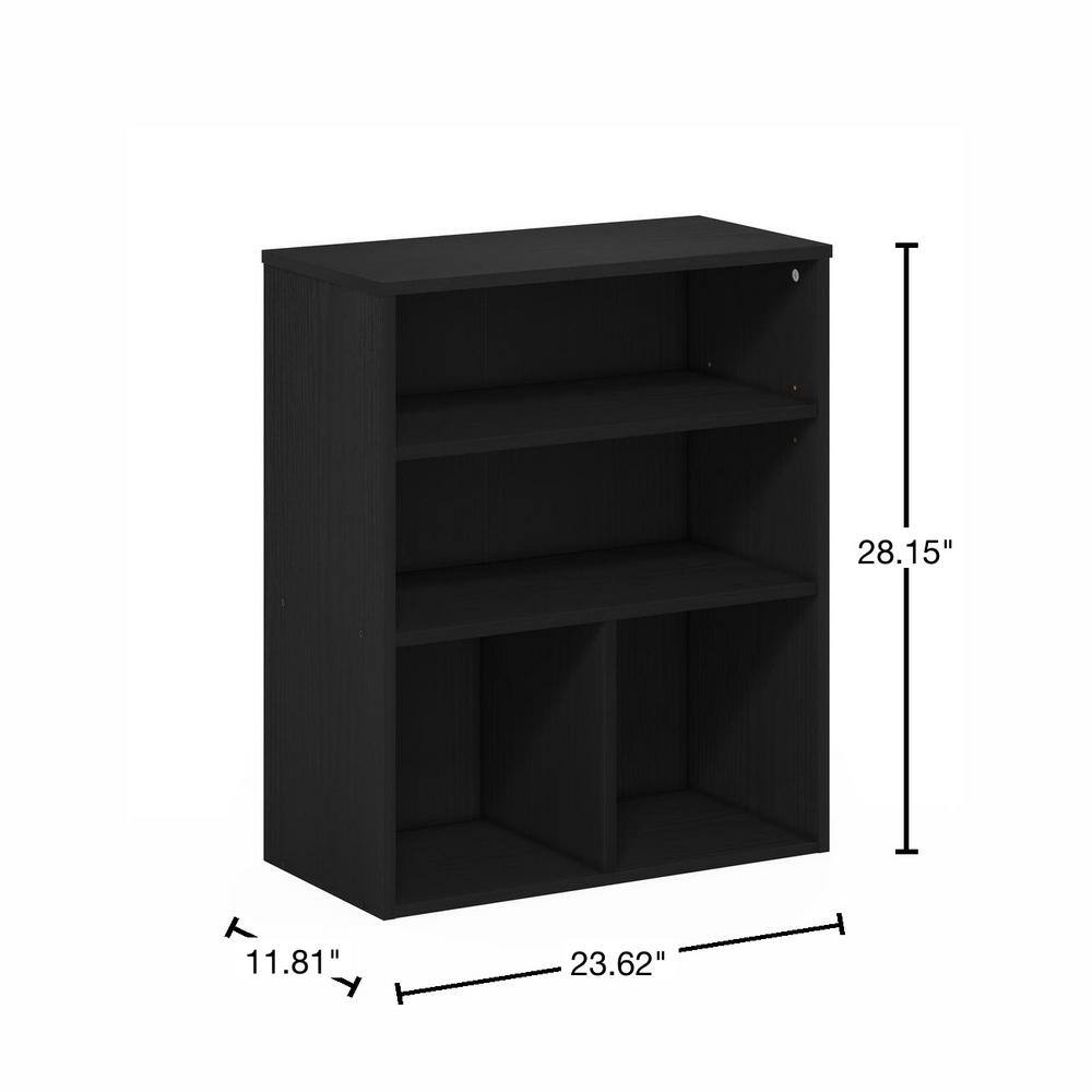 Adjustable Black Oak 3-Tier Display Bookcase
