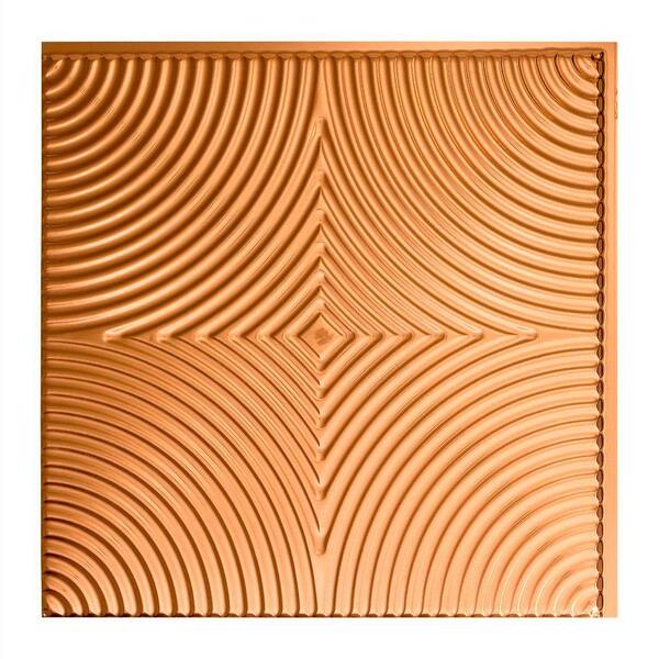 Fasade Echo 2 ft. x 2 ft. Glue Up PVC Ceiling Tile in Polished Copper