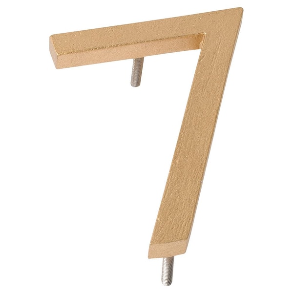Montague Metal Products 4 in. Gold Aluminum Floating or Flat Modern House Number 7