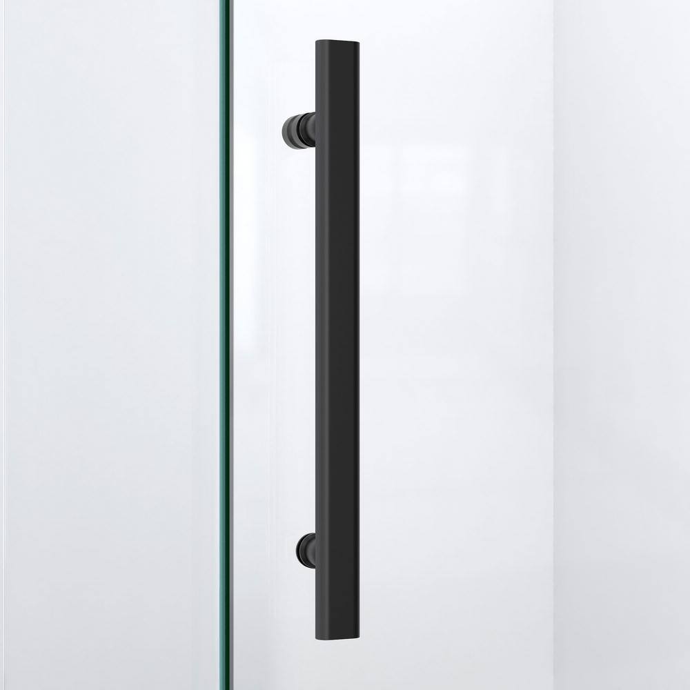 Neo-Angle Frameless Clear Glass Shower Enclosure with Bronze Hardware