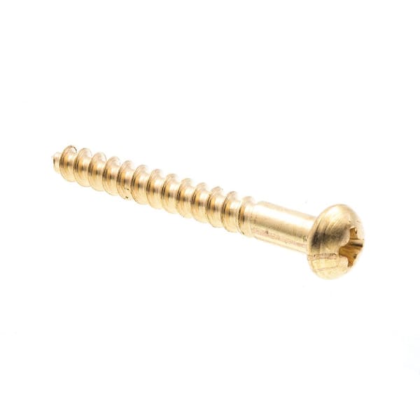 Prime-Line #8 x 1-1/2 in. Solid Brass Phillips Drive Round Head Wood Screws (25-Pack)