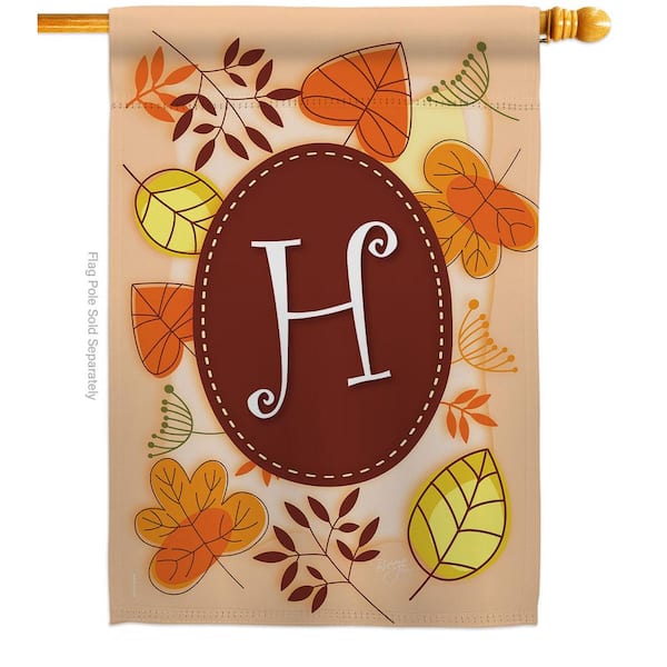 Breeze Decor 28 in. x 40 in. Autumn H Initial Fall House Flag Double-Sided Decorative Vertical Flags