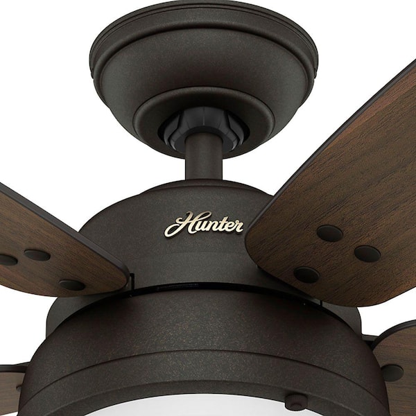 Hunter - Channelside 52 in. LED Indoor/Outdoor Noble Bronze Ceiling Fan with Remote Control