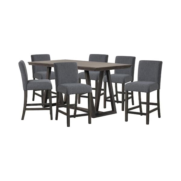 High Line 7-Piece Gray Wood Top Counter Table Set (Seats-6)