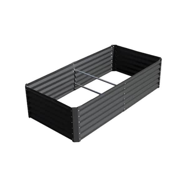 Siavonce 6 x 3 x 1.5 ft. Outdoor Planter Garden Raised Beds Large Steel Planter Box for Gardening Vegetables Fruits Flowers, Gray