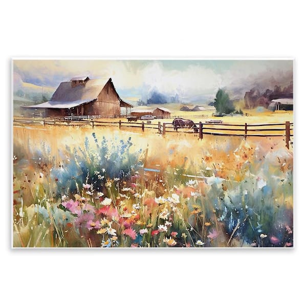 Horse in Farmhouse Meadow by Ramona Murdock Unframed Graphic Art Print Nature 19 in. x 13 in.