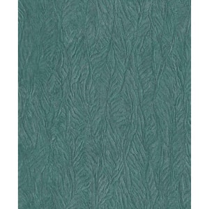 Ambiance Turquoise Metallic Textured Leaf Emboss Vinyl Non-Pasted Wallpaper (Covers 57.75 sq.ft.)