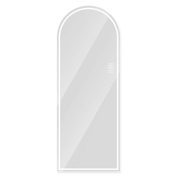 PRIMROSE CARNATION LLC Silver 21 in. W x 65 in. H Arch Design Framless LED Full Length Mirror, Full-Length Standing or Wall-Mounted, Dimmable