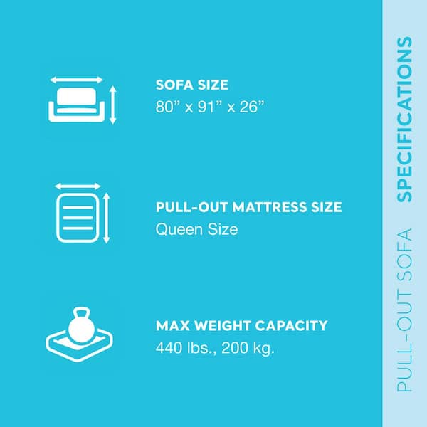 Queen Inflatable Couch Pull Out Size Sofa Bed Sleep Away Futon, Dark Gray