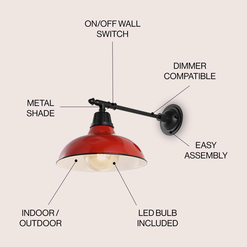 Wallace Red and Black Iron LED Victorian Arm Sconce