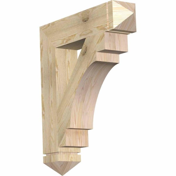 Ekena Millwork 6 in. x 34 in. x 30 in. Douglas Fir Merced Arts and Crafts Rough Sawn Bracket