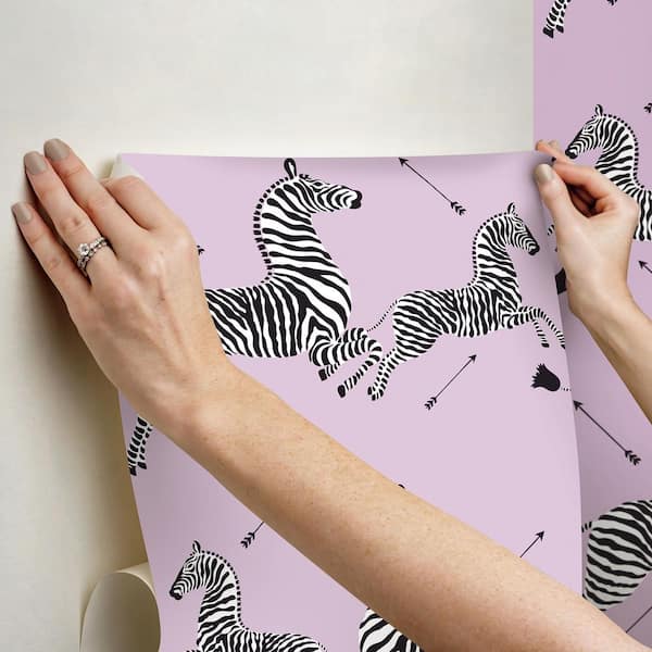 Scalamandre Pink Lilac Zebra Safari Matte Vinyl Peel and