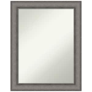 Burnished Concrete 22.5 in. x 28.5 in. Non-Beveled Modern Rectangle Wood Framed Wall Mirror in Gray