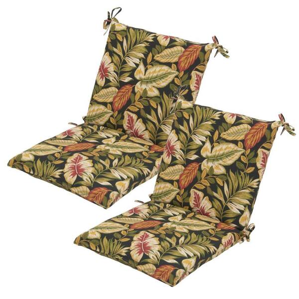Hampton Bay Twilight Palm Mid Back Outdoor Chair Cushion (2-Pack)-DISCONTINUED