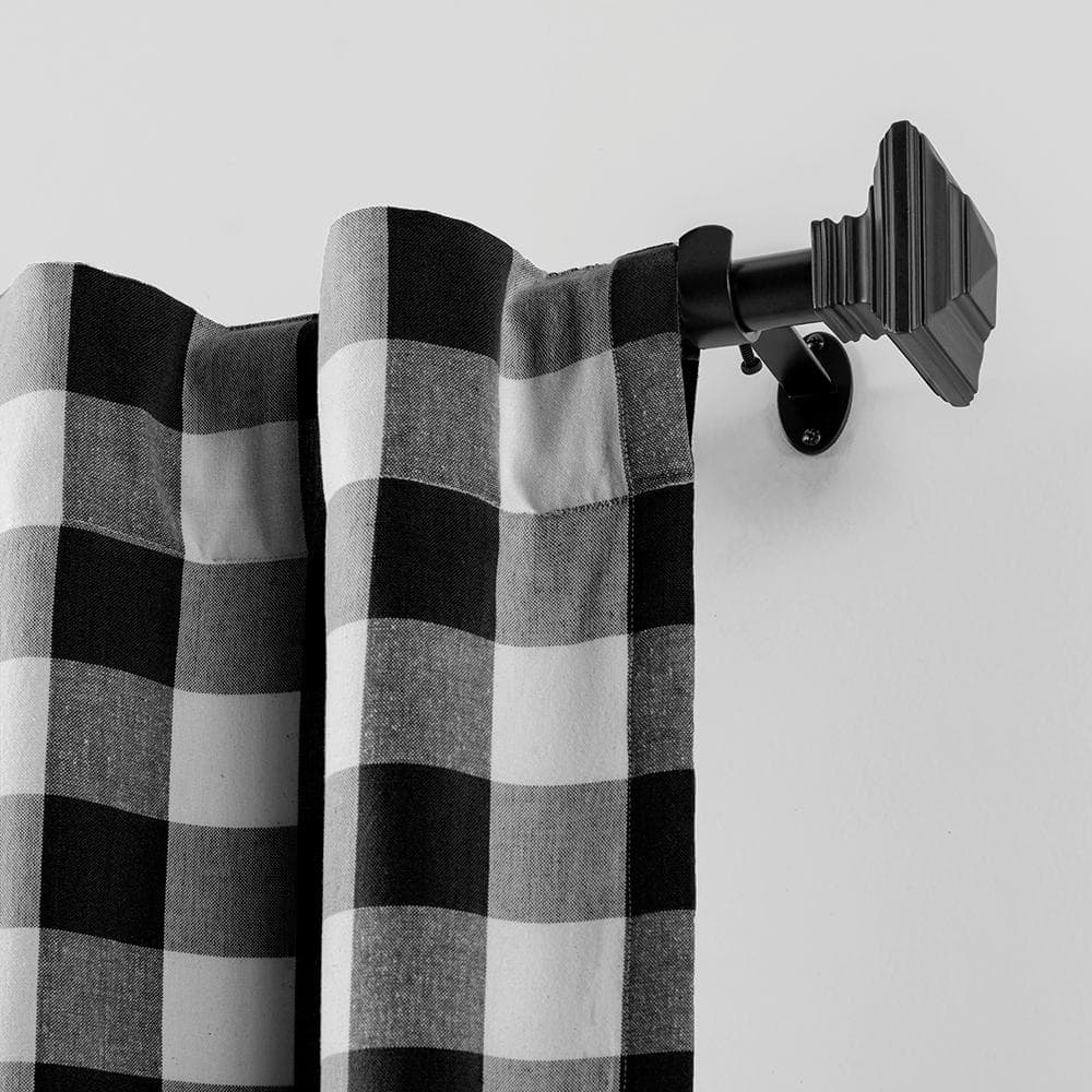 Black and White Cotton Buffalo Check Light-Filtering Window Panel