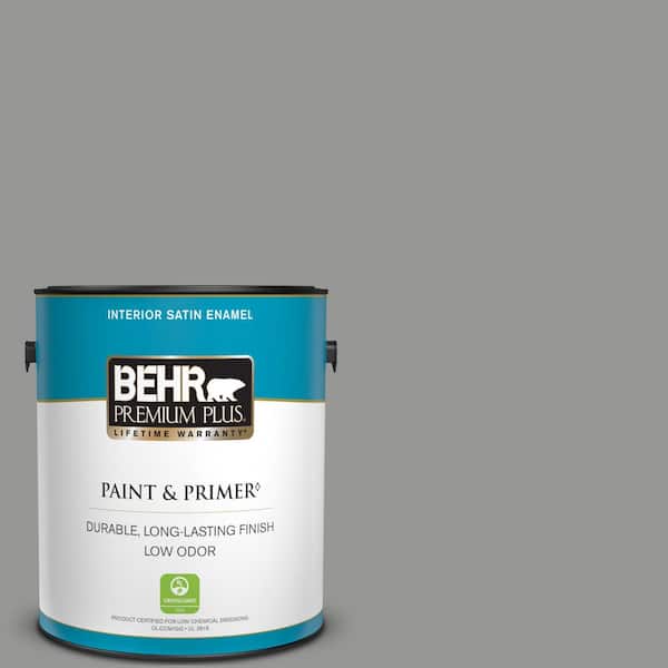 BEHR PREMIUM PLUS 1 gal. #PPU24-19 Shark Fin Satin Enamel Low Odor Interior Paint & Primer