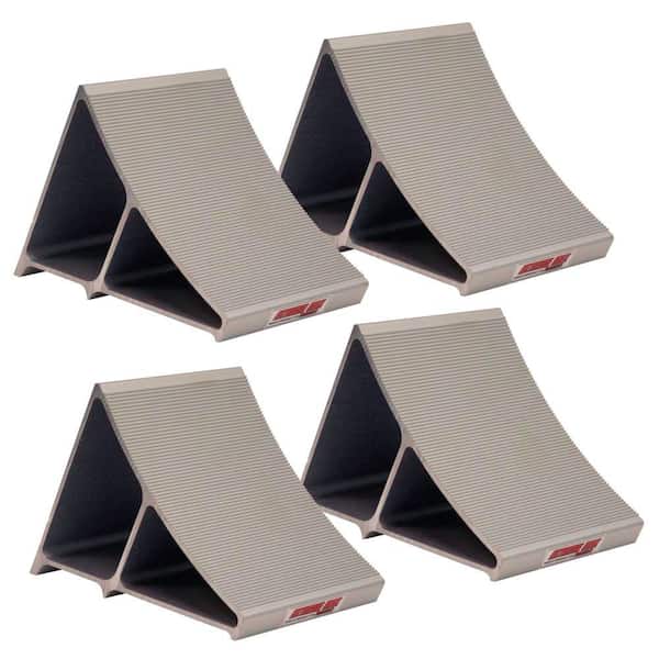 Premium Lightweight Aluminum Wheel Chock with Ribbed Slope and Grip Teeth (Set of 4)