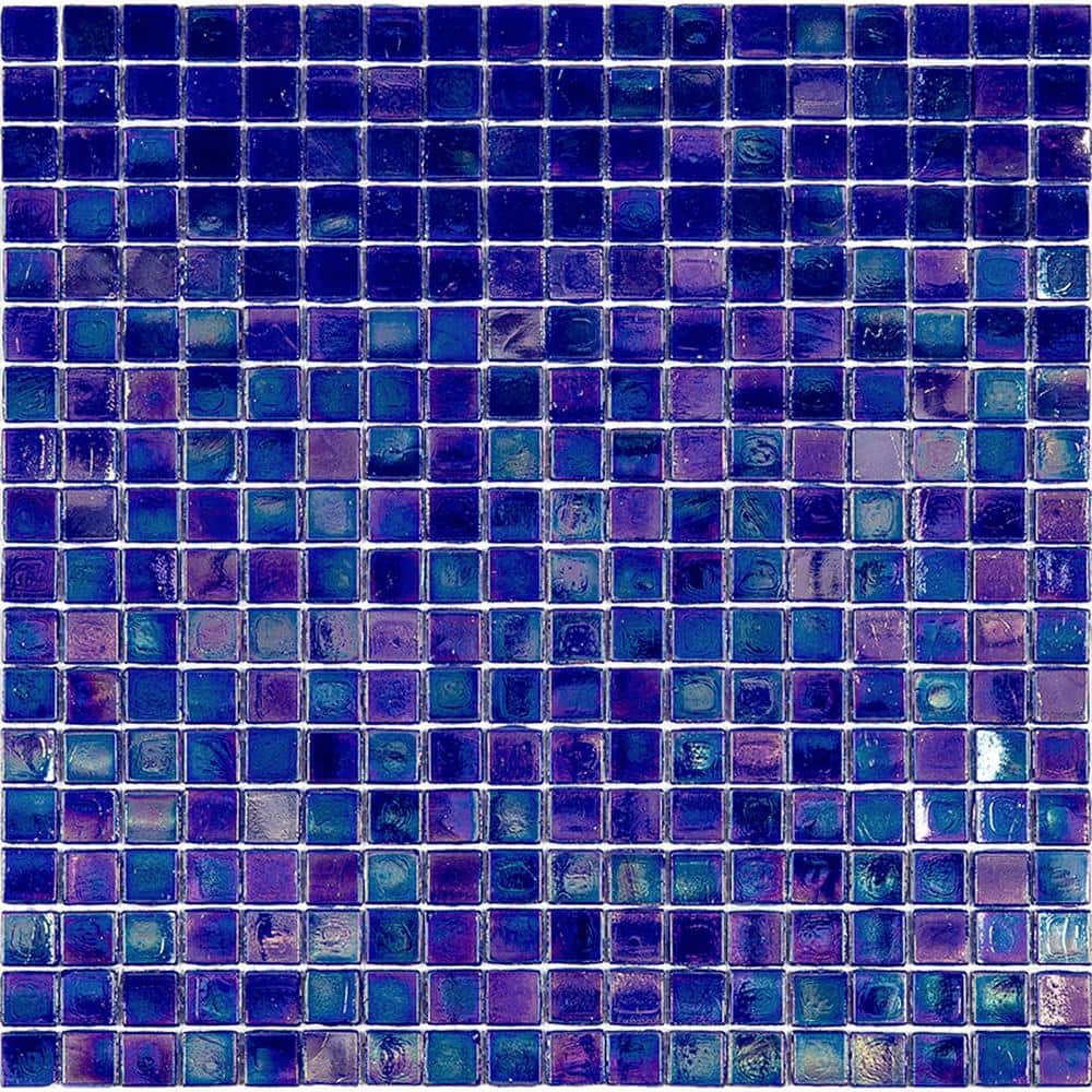 Skosh 11.6" x 11.6" Glossy Cobalt Blue Glass Mosaic Tile