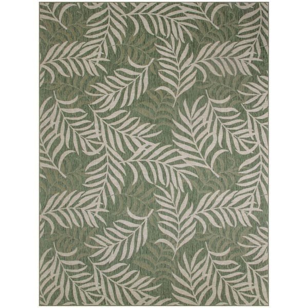 Nourison Garden Oasis Green Ivory 8 ft. x 10 ft. Nature-inspired Contemporary Area Rug