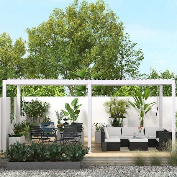 MIRADOR 111A 10 ft. x 20 ft. White Aluminum Modern Pergola