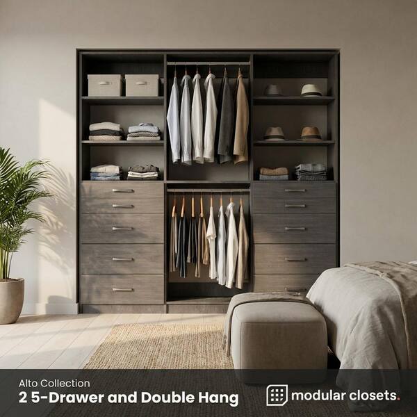 MODULAR CLOSETS Alto Collection 57 in. W Grey Tower System 2 5