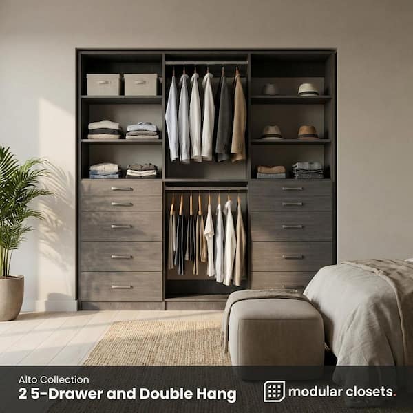 MODULAR CLOSETS Alto Collection 90 in. W Grey Tower System 2 5